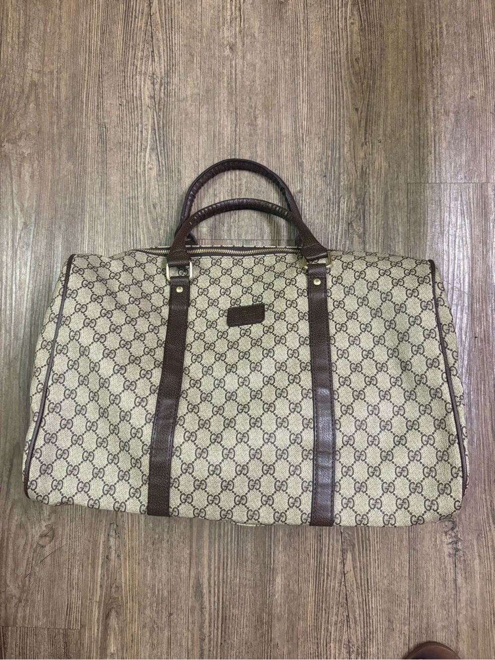 GG Brown Monogram Travel Duffle Bag